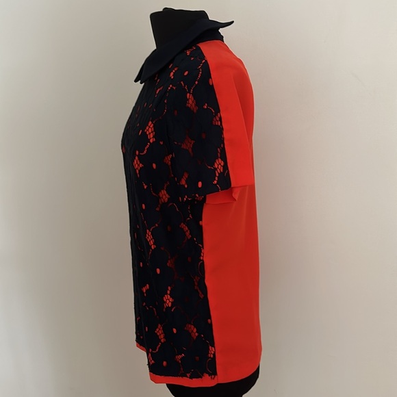 Lace Front Navy/Red Blouse - Picture 4 of 9